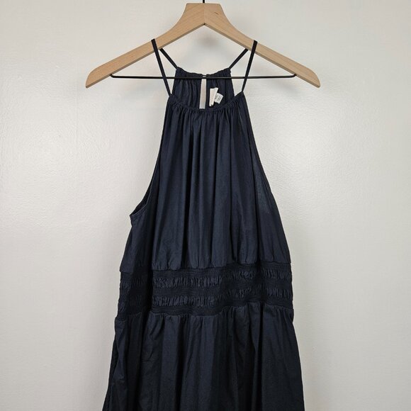 A New Day Cotton Poplin Midi Sundress High Neck XXL Navy Blue Sleeveless‎ Dress - Picture 3 of 10